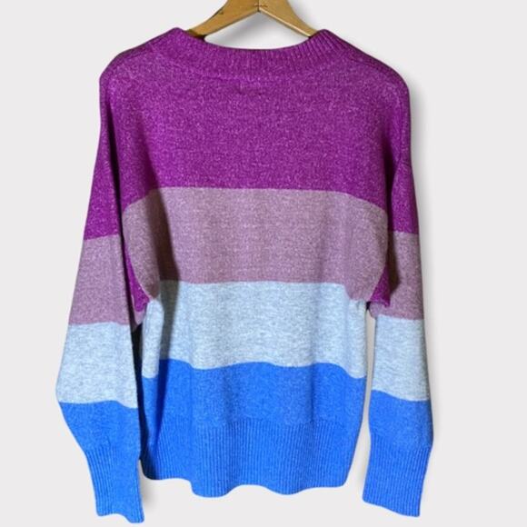 A New Day Striped Colorblock Slouchy Oversized Pullover Crew Neck Sweater - Picture 9 of 9